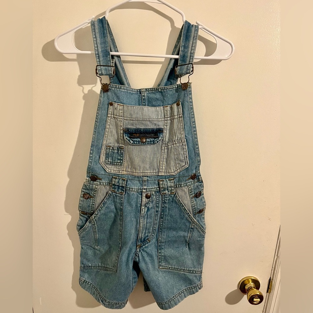 Vintage Overalls with Striped Pocket